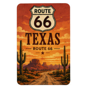 Magnet Flexible Texas Route 66 Cactus Sunset Road Art