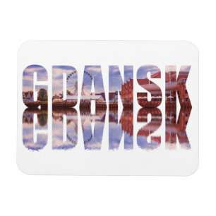 Magnet Flexible Texte de Gdansk avec vue sur la vieille ville avec