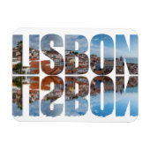 Magnet Flexible Texte de Lisbonne composé vieille ville vue avec r (Horizontal)