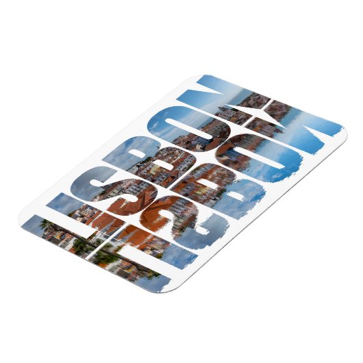 Magnet Flexible Texte de Lisbonne composé vieille ville vue avec r (Côté Gauche)