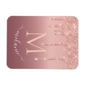 Magnet Flexible Texte de nom de monogramme Rose Gold Blush Paillet (Horizontal)