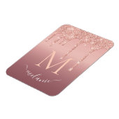 Magnet Flexible Texte de nom de monogramme Rose Gold Blush Paillet (Côté Gauche)