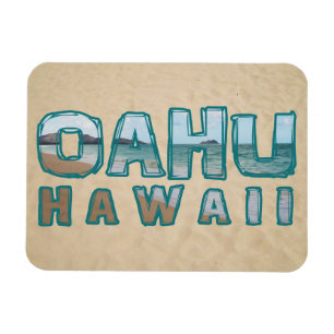 Magnet Flexible Texte de photo de plage d'Oahu Hawaï