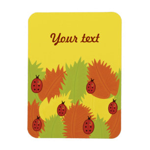 Magnet Flexible Texte Personnalisé Feuilles Automne Et Motif Ladyb