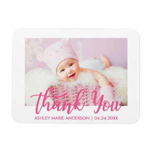 Magnet Flexible Thank You Modern New Baby Hot Pink