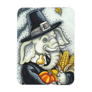 MAGNET FLEXIBLE THANKSGIVING PACHYDERM, PILGRIM ELEPHANT