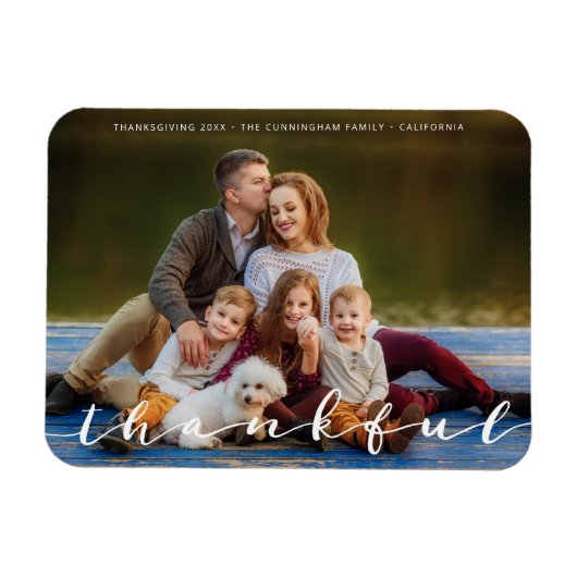 Magnet Flexible Thanksgiving Simple Script Family Photo (Horizontal)