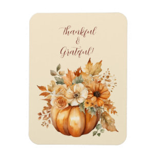 Magnet Flexible Thanksgiving-Watercolor Citrouille Floral Design-