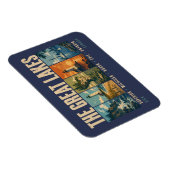 Magnet Flexible The Great Lakes Landmarks Illustration Vintage (Côté Droit)