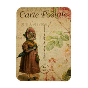 Magnet Flexible Thème Chat vintage Carte Postale Chat habillé