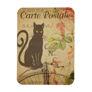 Magnet Flexible Thème Chat vintage Carte Postale Chat noir