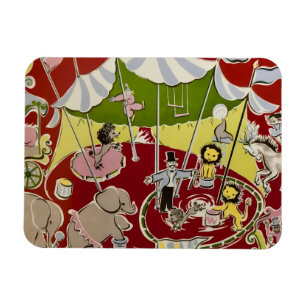 Magnet Flexible Thème de la piste d'animaux de cirque rétro vintag
