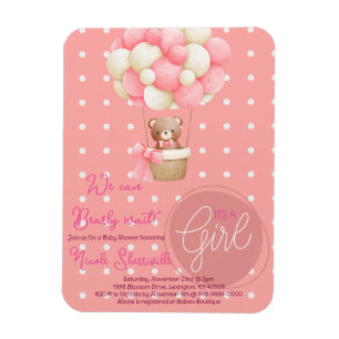 Magnet Flexible Thème de l'ours Peach Baby shower de ballon à air