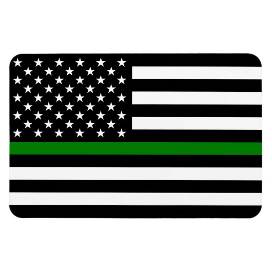 Magnet Flexible Thin Green Line Military and Vétérans American Fla (Horizontal)