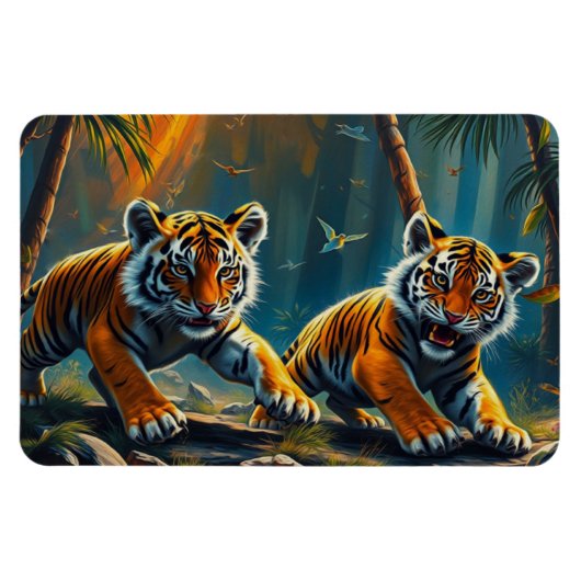 Magnet Flexible Tiger Cubs dans la jungle magique (Horizontal)