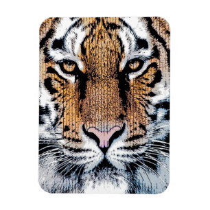 Magnet Flexible Tiger rayures Portrait dans Graphic Press Style