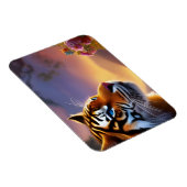 Magnet Flexible Tigre aux yeux bleus et fleurs roses (Côté Droit)