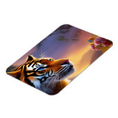 Magnet Flexible Tigre aux yeux bleus et fleurs roses (Côté Gauche)