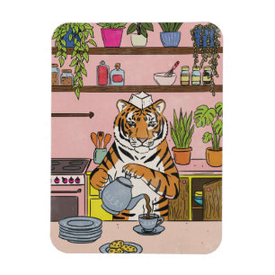 Magnet Flexible Tigre faisant du thé