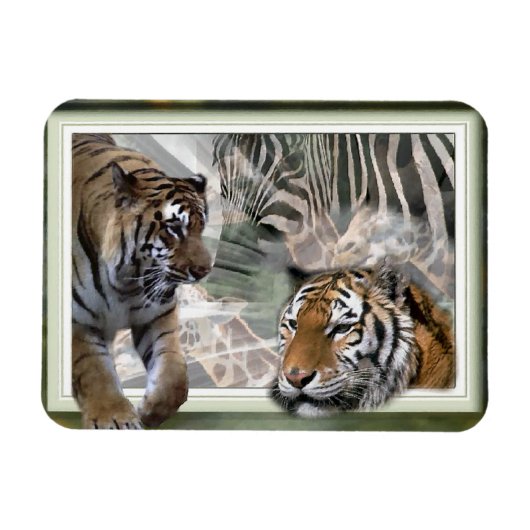 Magnet Flexible Tigres, Zèbre, Giraffe, Jungle Primitive (Horizontal)