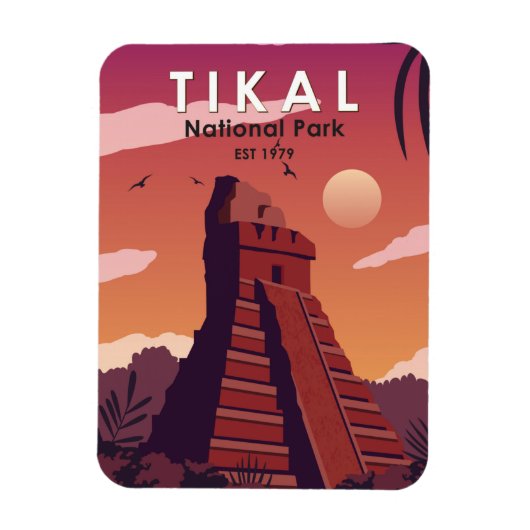 Magnet Flexible Tikal National Park Guatemala Vintage  (Vertical)