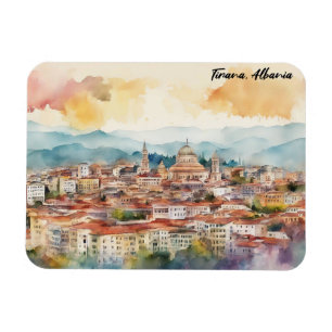 Magnet Flexible Tirana Albanie aquarelle peinture Panorama