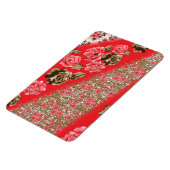 Magnet Flexible Tissu rouge éclatant avec floral complexe et (Côté Gauche)