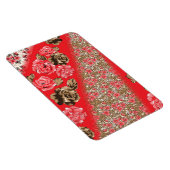 Magnet Flexible Tissu rouge éclatant avec floral complexe et (Côté Droit)