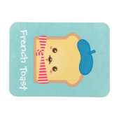Magnet Flexible toast français mignon avec béret bleu casquette (Horizontal)