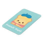 Magnet Flexible toast français mignon avec béret bleu casquette (Côté Gauche)