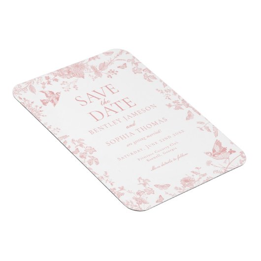 Magnet Flexible Toile rose De Jouy Floral français Enregistrer la (Côté Droit)
