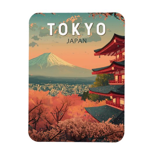 Magnet Flexible Tokyo Japan Travel Art Vintage (Vertical)