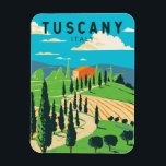 Magnet Flexible Toscane Italie Vignoble Voyage Art Vintage<br><div class="desc">Design d'art vectoriel toscan. Sa capitale,  Florence,  abrite l'art et l'architecture de la Renaissance parmi les plus reconnaissables au monde,  dont la statue "David" de Michel-Ange.</div>