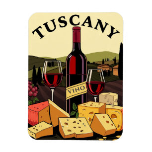 Magnet Flexible Toscane Italie Vin et fromage Art de Voyage culina