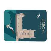 Magnet Flexible Tour de Belem de Lisbonne dans le style poster vin (Horizontal)