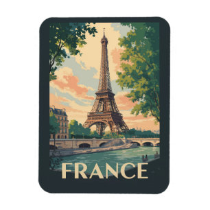 Magnet Flexible Tour de France Eiffel Art de Voyage Vintage