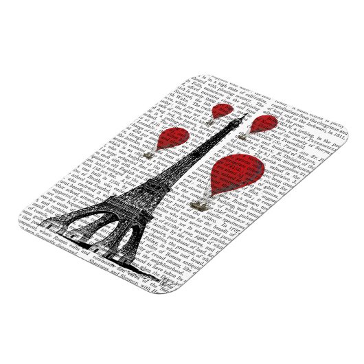 Magnet Flexible Tour Eiffel et Ballons rouges à air chaud (Côté Gauche)