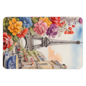 Magnet Flexible Tour Eiffel et belles fleurs 1 (Horizontal)
