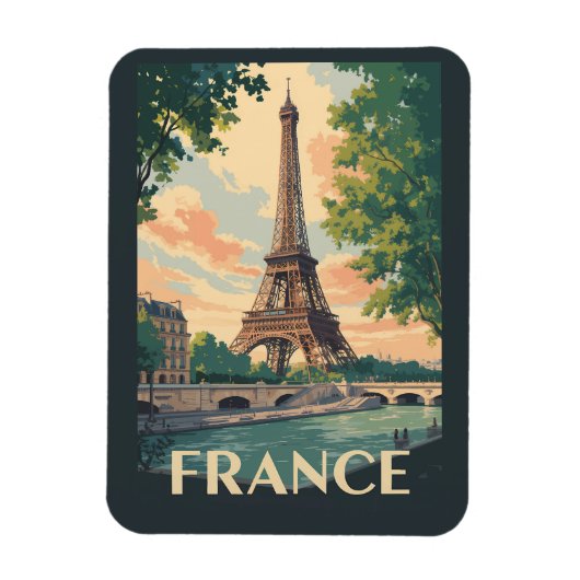 Magnet Flexible Tour Eiffel France Voyage Art Rétro (Vertical)