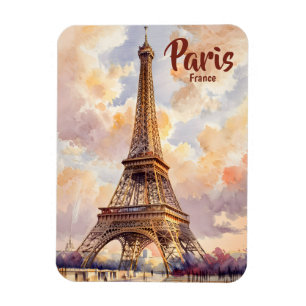 Magnet Flexible Tour Eiffel Paris Coucher de Soleil Aquarelle Voya
