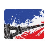 Magnet Flexible Tour Eiffel | Paris, France | Drapeau Grunge (Horizontal)