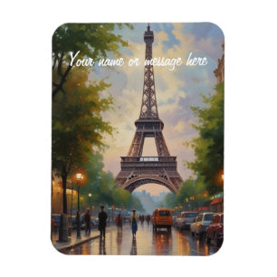 Magnet Flexible Tour Eiffel Paris Voyage Art Rétro Vintage Nom