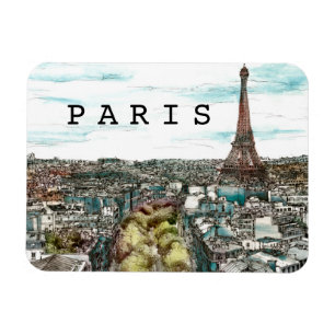 Magnet Flexible Tour Eiffel vintage des destinations dans la vue