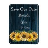 Magnet Flexible Tournesol Bleu Rustique Enregistrer l'aimant Date (Vertical)