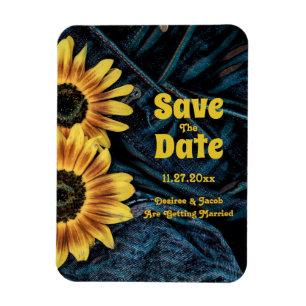 Magnet Flexible Tournesol Jaune Rustique Bleu Denim Enregistrer La