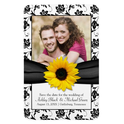 Magnet Flexible Tournesol noir blanc Mariage photo magnétique (Vertical)