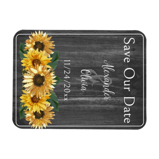 Magnet Flexible Tournesol Patiné Rustique Enregistrer l'aimant Dat (Horizontal)