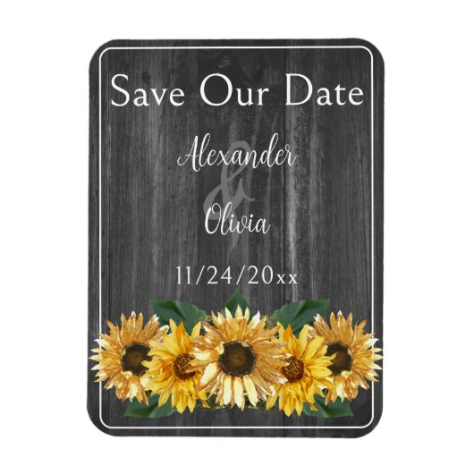 Magnet Flexible Tournesol Patiné Rustique Enregistrer l'aimant Dat (Vertical)