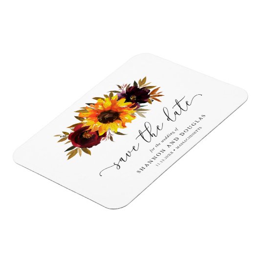 Magnet Flexible Tournesol Rose Mariage de automne rustique Enregis (Côté Gauche)