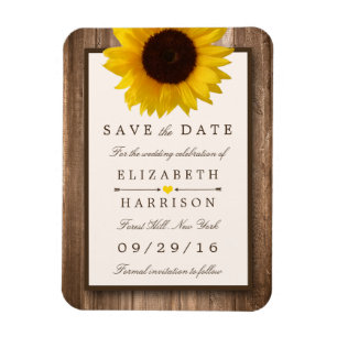 Magnet Flexible Tournesol Rustique, Bois Brown Enregistrer La Date